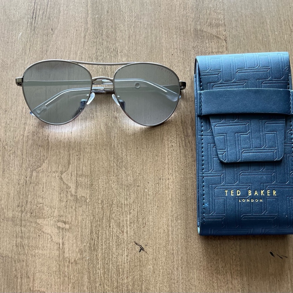 Ted Baker Silver Aviator Sunglasses 55mm with Case